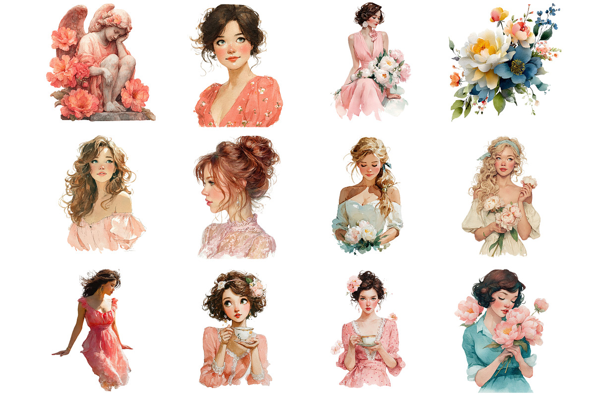 Watercolor Romantic Spring Clipart, an Illustration by DreamArtGraphic (Photo 3 of 4)