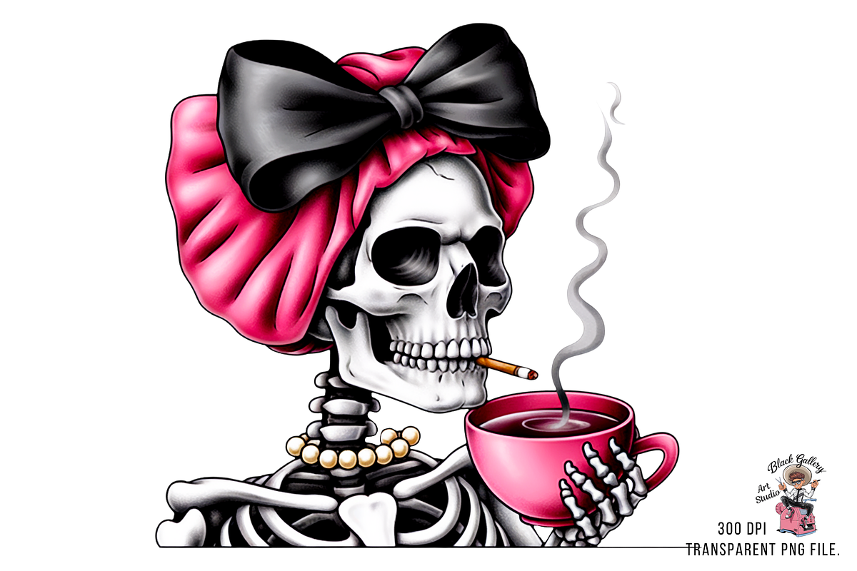 Skeleton PNG with Pink Bow Bundle, a Graphic by Clipart Studio (Photo 2 of 12)