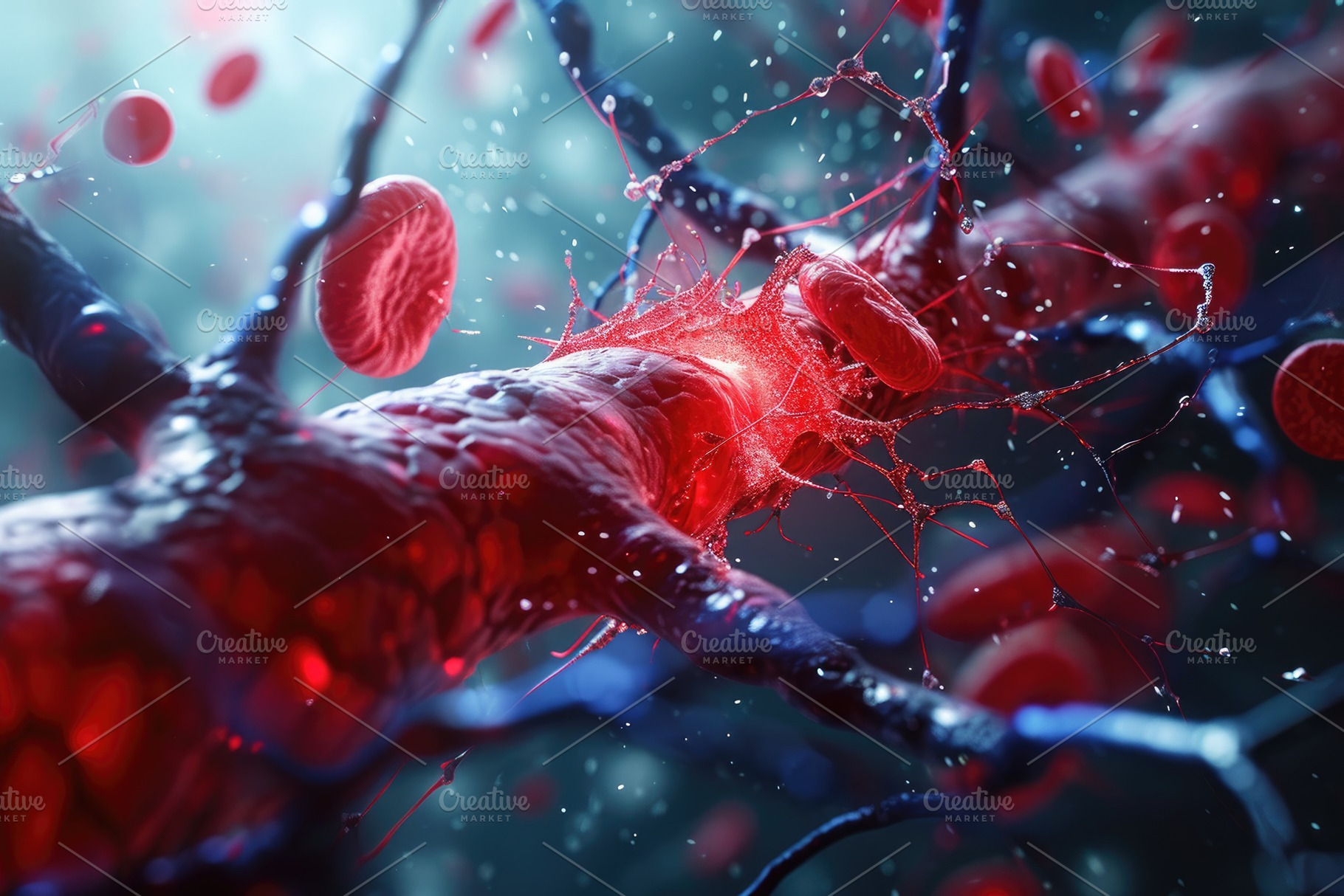 A close-up view of a blood vessel wi, a Photo by Iftikhar Alam