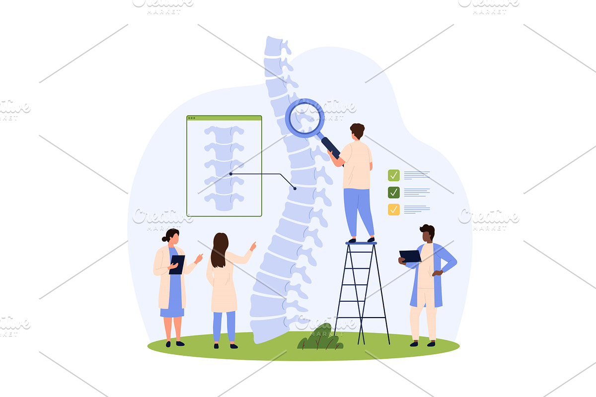 Orthopedic checkup of spine, tiny, an Object Illustration by Flashvector