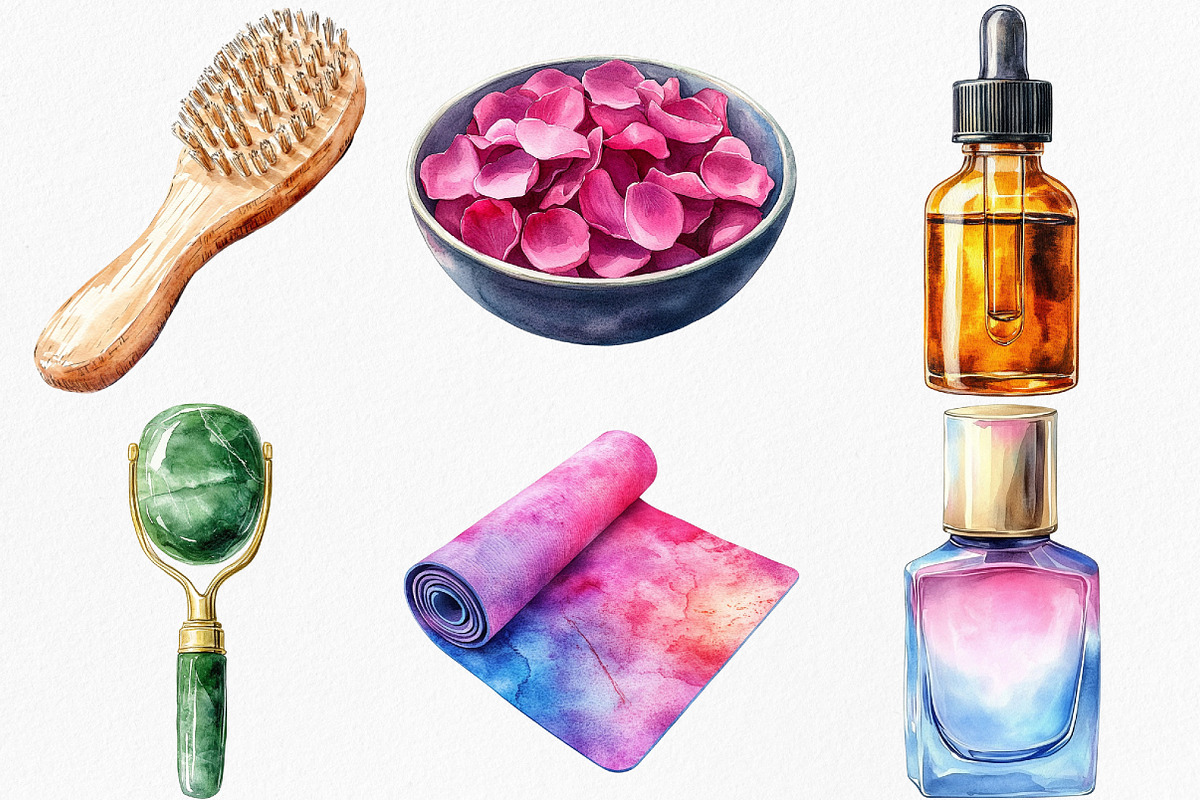 Watercolor Spa Day Clipart Bundle, an Illustration by Canvas Craft (Photo 2 of 7)