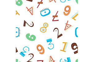 Hand drawn ethnic numbers seamless, an Illustration by LadadikArt