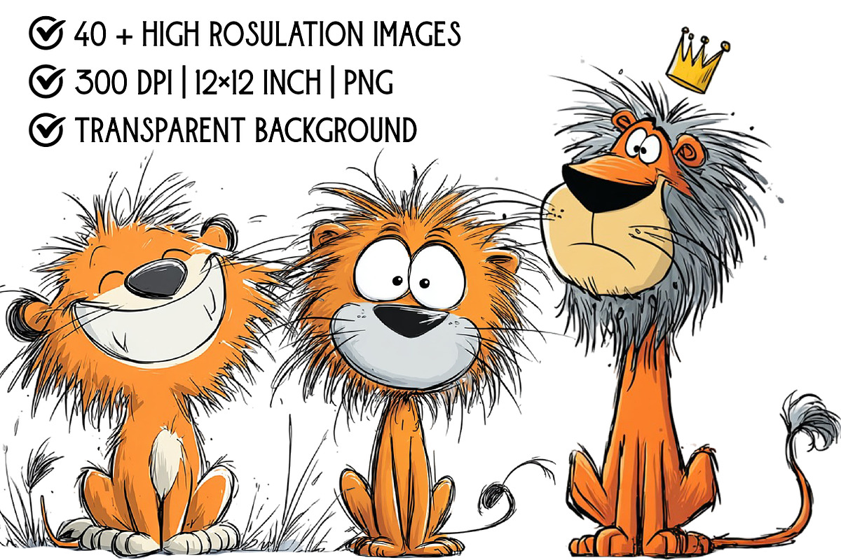 Cute Lion Clipart, an Illustration by Pixels.Craft (Photo 4 of 6)