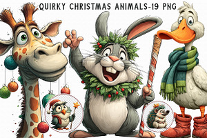 Quirky Christmas Animals Clipart, an Illustration by Libby Wishes