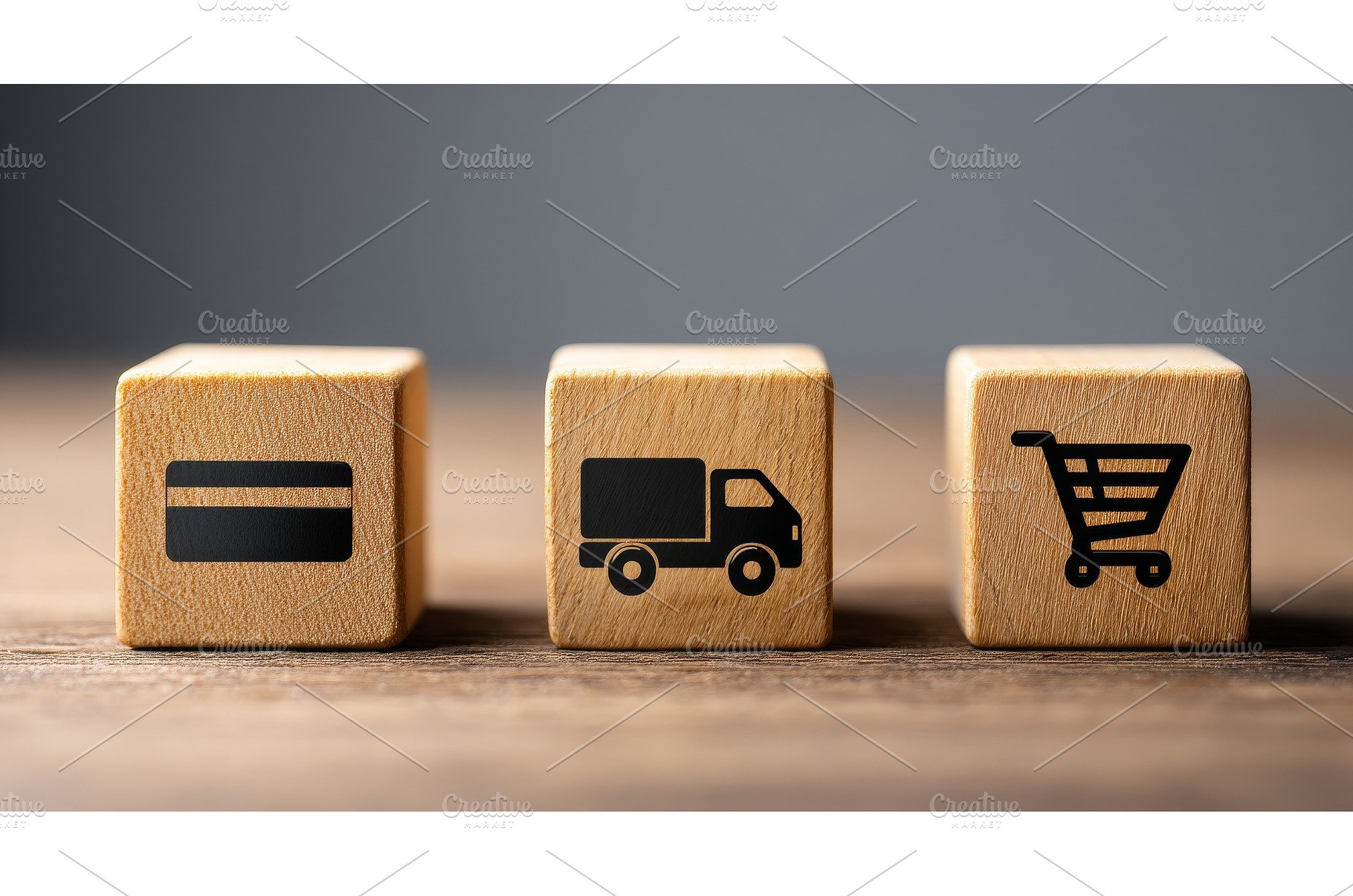Wooden blocks symbolizing ecommerce, a Business Photo by ZinetroN