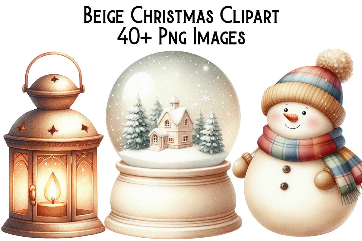 Beige Christmas Clipart, an Illustration by Pixels.Craft (Photo 1 of 5)