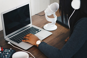 Black Woman Recording Podcast