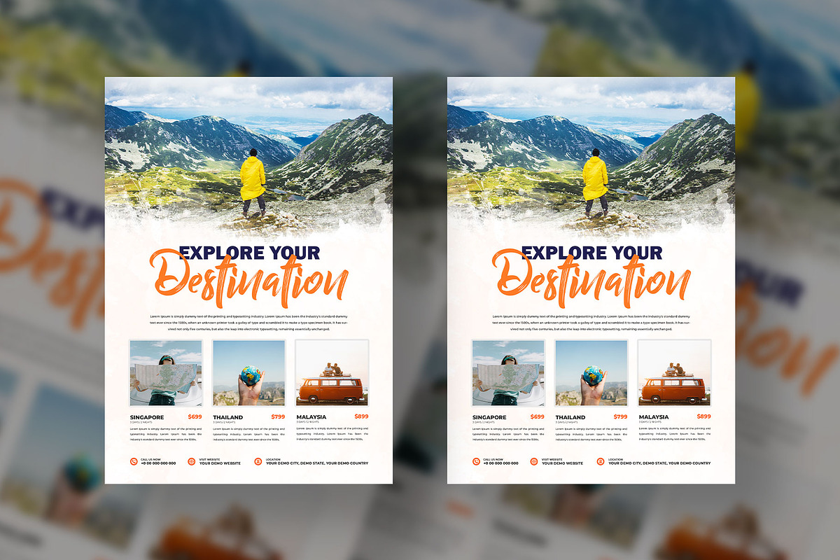 Travel Flyer Poster design template, a Flyer Template by Tanmoy Topu (Photo 3 of 6)