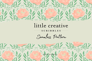 Peony Baby Carriage Seamless Pattern