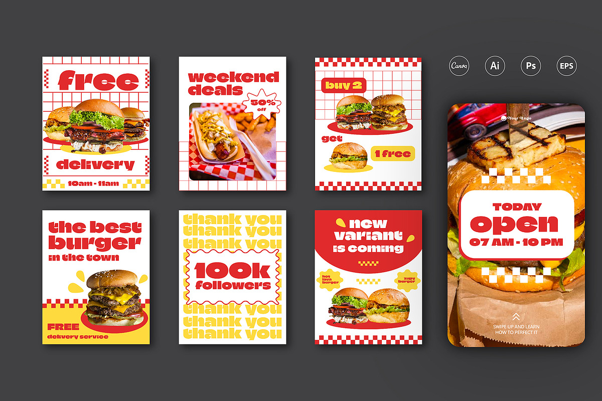 Canva | Restaurant Instagram Kit, a Social Media Template by Jiwstudio (Photo 13 of 14)