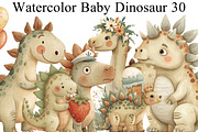 Watercolor Baby Dinosaur Clipart, an Illustration by DreamArtGraphic (Thumbnail 1 of 8)