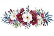 Burgundy Floral Clipart Set, an Illustration by Designer_Momina (Thumbnail 12 of 16)