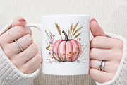 Watercolor Floral Pumpkin Clipart Se, an Illustration by Sublimation Artist (Thumbnail 5 of 6)