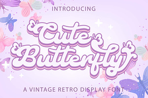 Cute Butterfly - Retro Script Font, a Script Font by Densu Creative