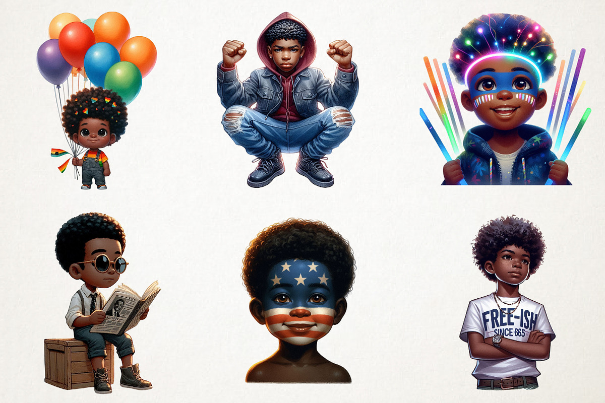Juneteenth Black Boys PNG Clipart, an Illustration by RobertsArt (Photo 5 of 7)