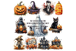 Watercolor Halloween Clipart