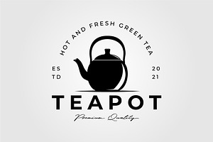 teapot, kettle and tea isolated logo, an Illustration by Rizkaarishandy_shop