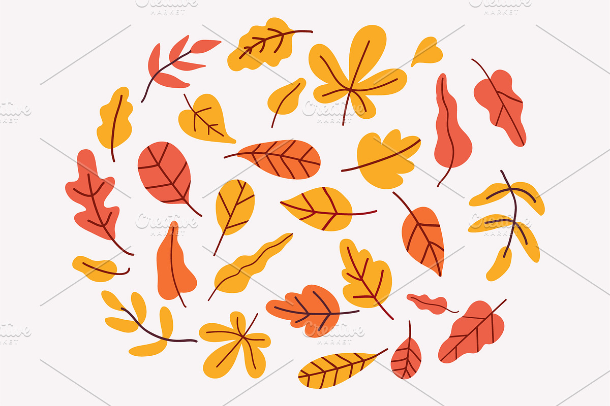 Autumn leaves and plants flat set, an Object Graphic by Vector_Art (Photo 2 of 7)