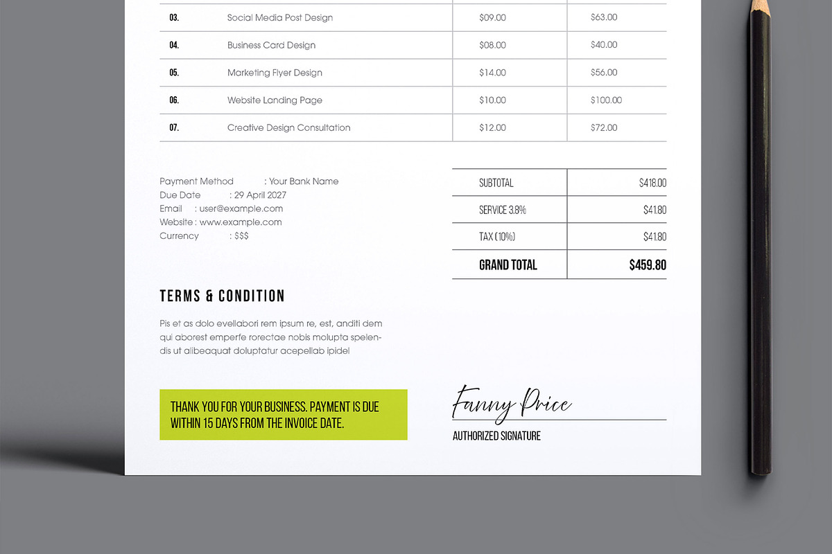 Minimal Professional Invoice Design, a Stationery Template by MightyDesign (Photo 3 of 8)