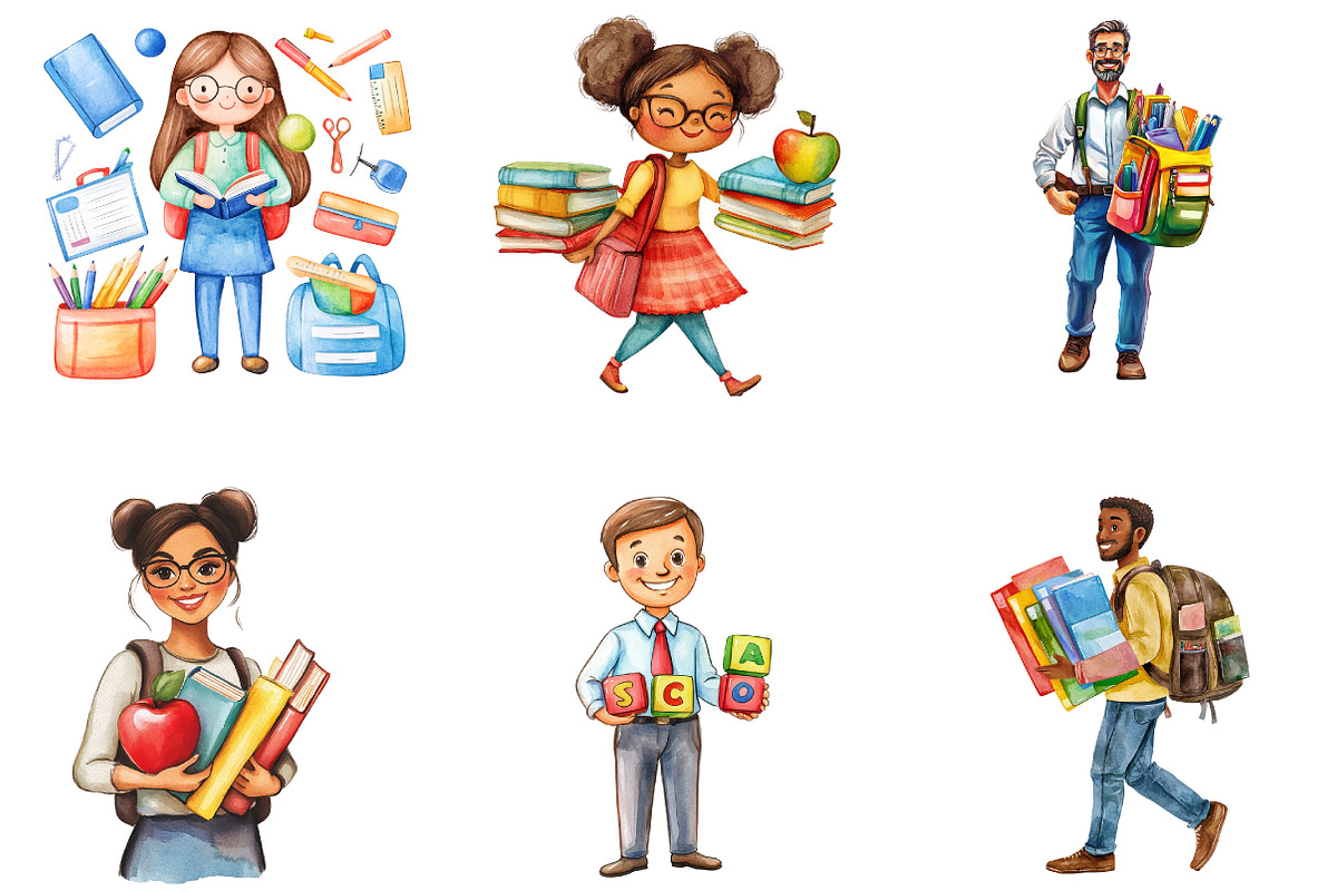 Black Kids Back to School Clipart, a Seasonal Illustration by Designking (Photo 5 of 5)