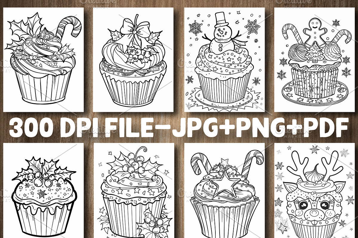 Cupcake Coloring Pages For Adults, a Decorative Illustration by Design Station (Photo 2 of 3)