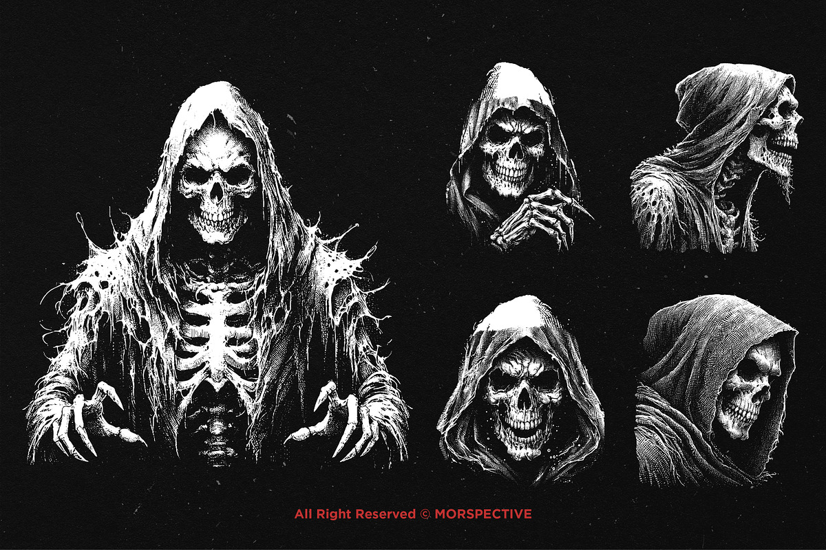 10 Bundle Dark Art Grim Reaper Skull, an Illustration by Morspective (Photo 5 of 7)