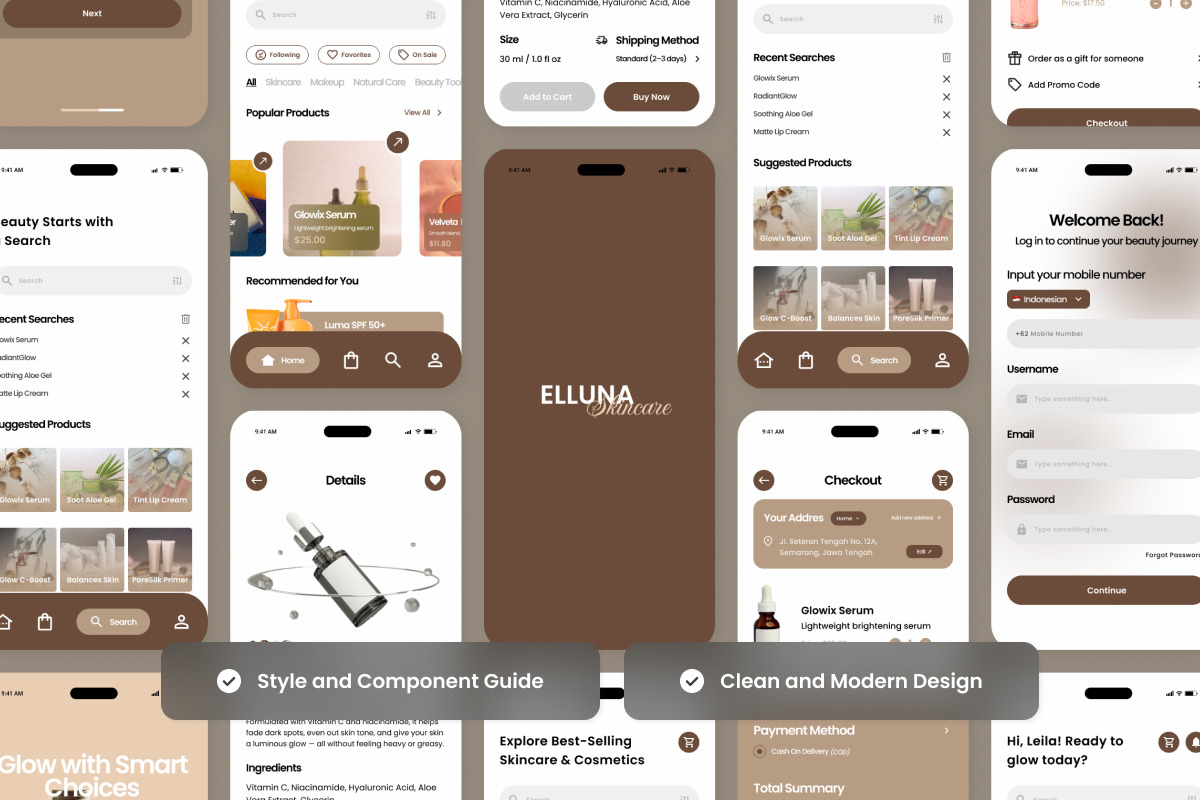 Elluna – Skincare Store Mobile UI, an App Template by twinstd (Photo 3 of 5)