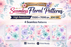 Seamless Pastel Floral Patterns, a Pattern Graphic by Print Haven