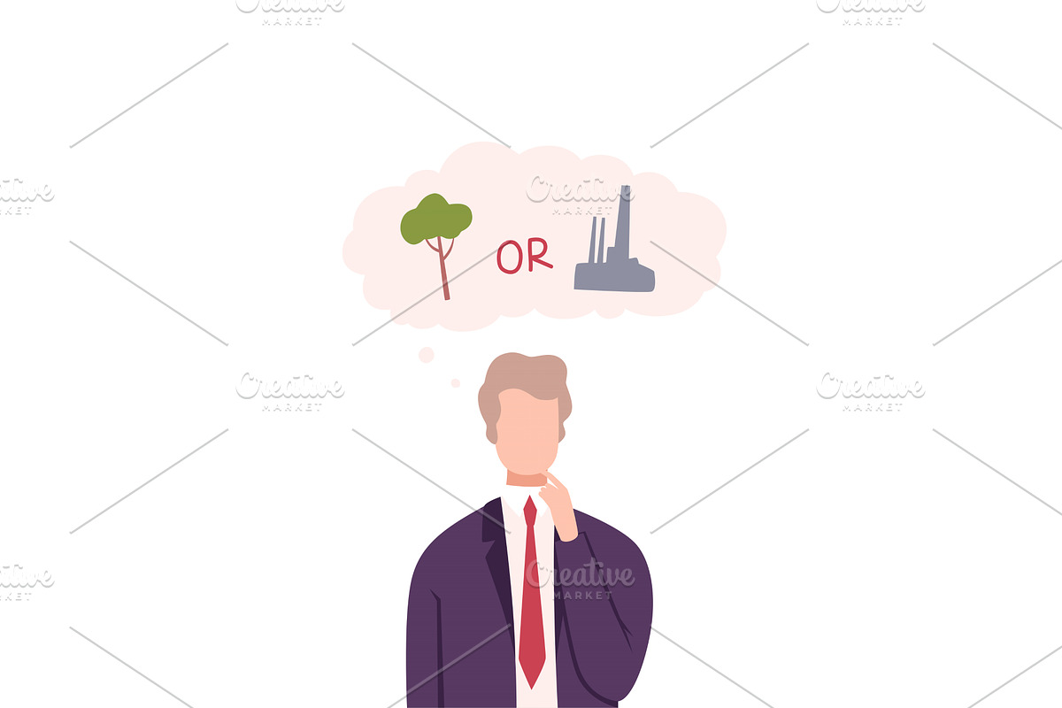Businessman Trying to Make Decision, an Illustration by TopVectors