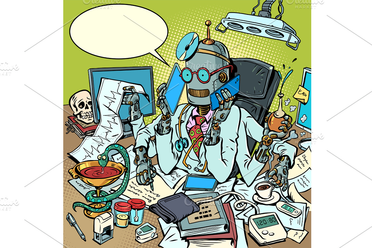 Robot doctor manages to do, a Technology Illustration by rogistok