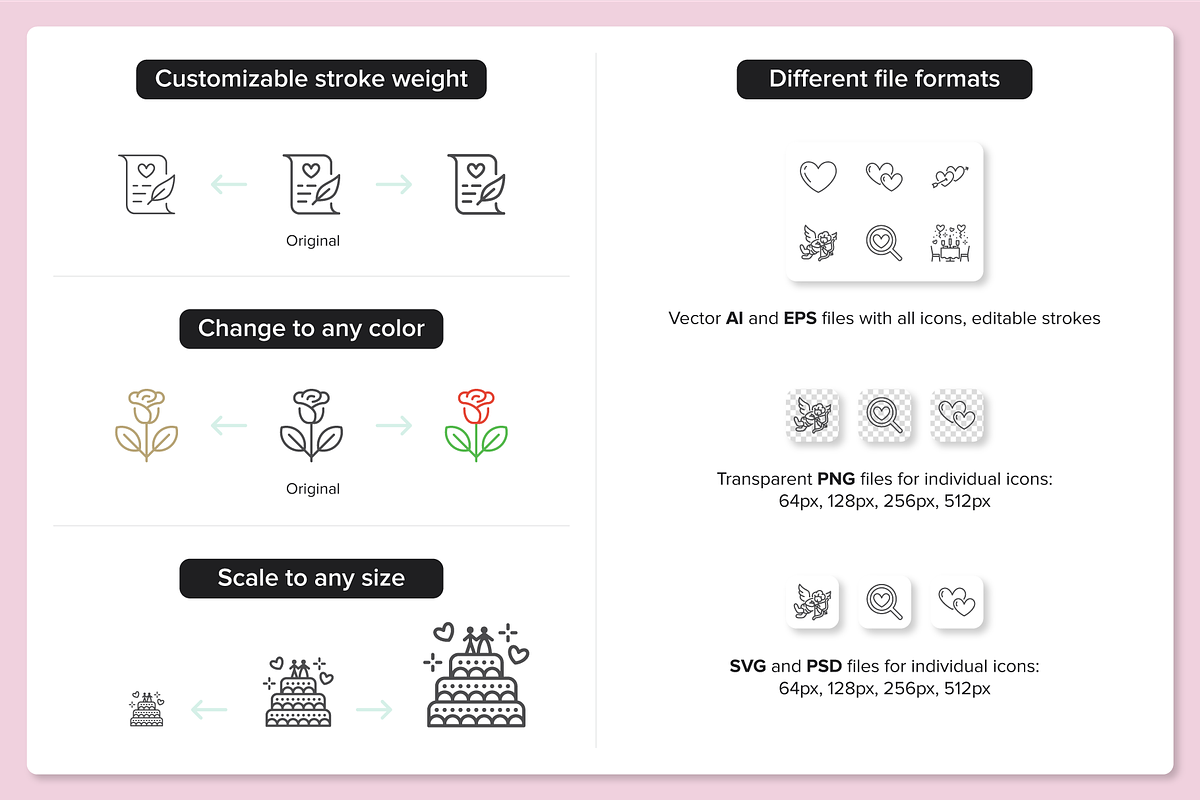 100 Love Icons, an Outline Icon by Nadiinko (Photo 3 of 3)
