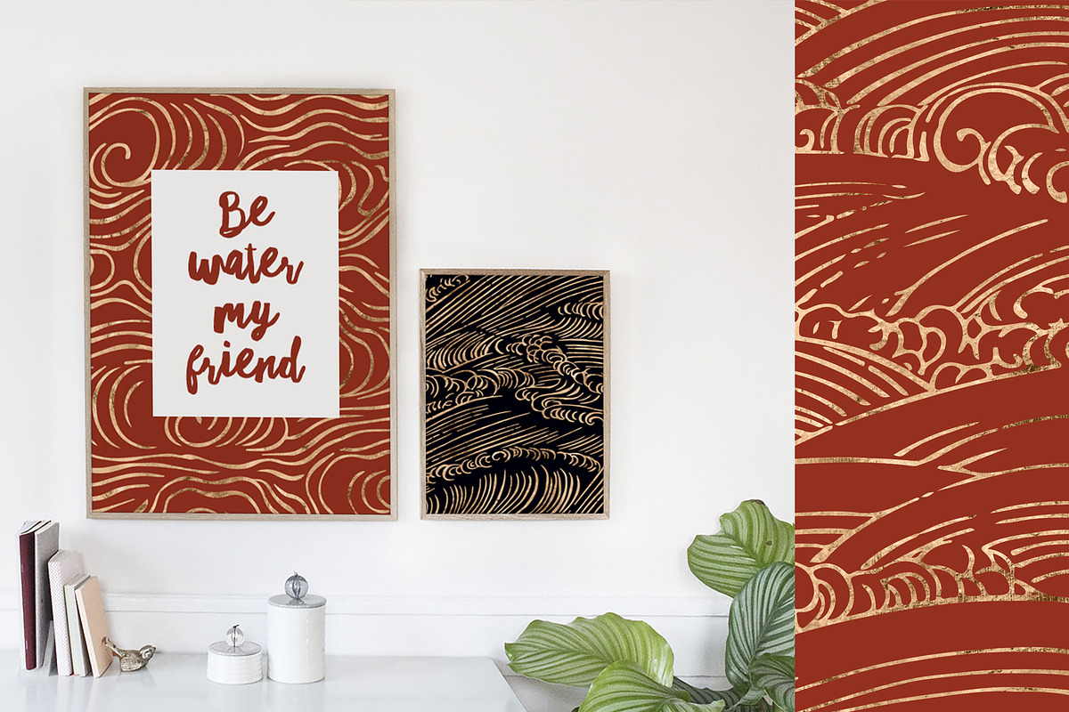 36 Japanese Wave & Gold Icons, a Pattern Graphic by Blixa 6 Studios (Photo 6 of 10)