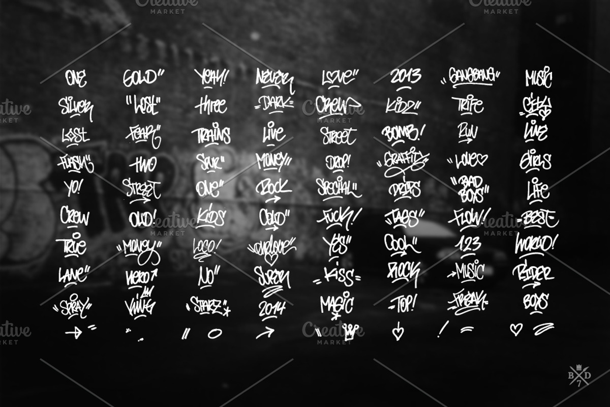 Graffiti Tags - 255 vector objects preview 3
