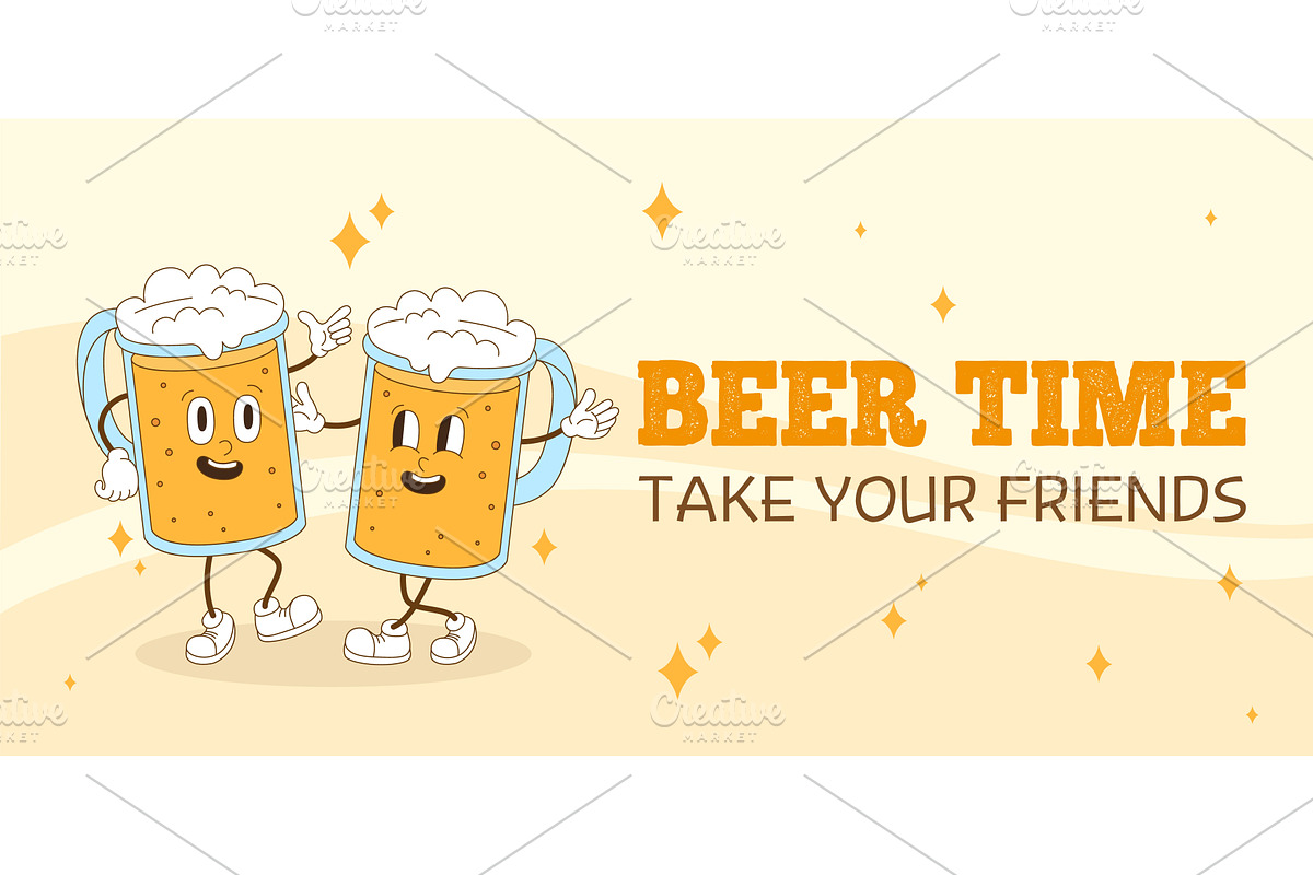 Groovy beer character. Beer glasses, a Food Illustration by Valerie Bodnar