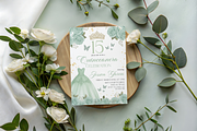 Mint Green Quinceanera Invitation, a Templates & Theme by VeliusCreativeStudio (Thumbnail 3 of 3)
