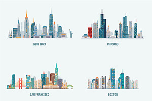 USA cities skylines, a Work Illustration by GlebTagirov