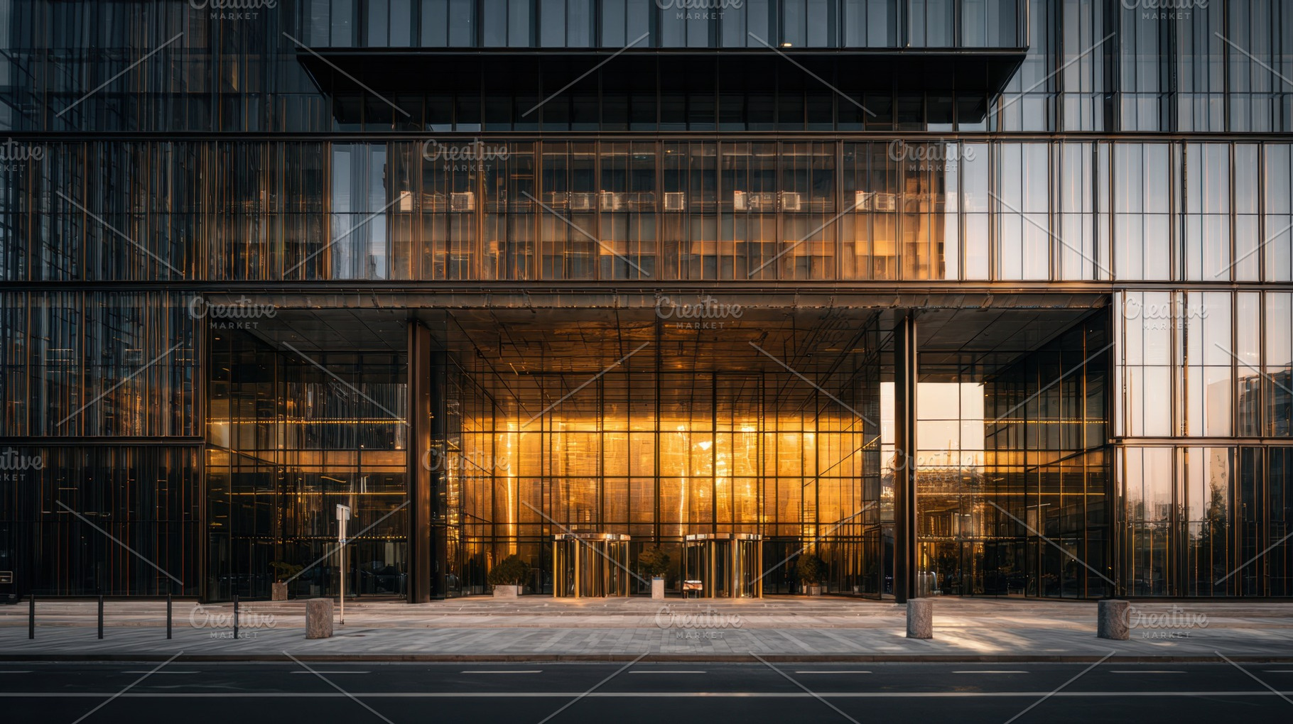 City building at sunset near street, a Photo by Beautiful things