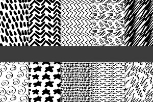 Seamless Pattern Hand Drawn B&W