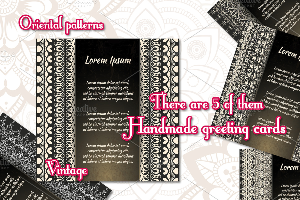 Vintage greeting cards with mandala, a Card Template by BEZIL-ART (Photo 5 of 7)