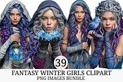 Fantasy Winter Girls Clipart Bundle, an Illustration by Craft Nest (Thumbnail 1 of 11)