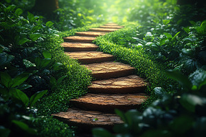 Winding path in the park with sunlights, a Nature Photo by AlyaAnd