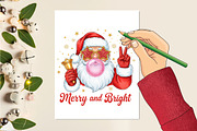 Retro Santa Blowing Bubble PNG, a Seasonal Illustration by Rose Art (Thumbnail 2 of 4)