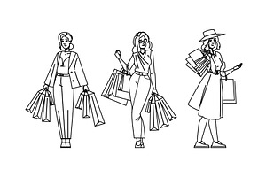 satchel shopping bags woman vector, a Person Illustration by pikepicture