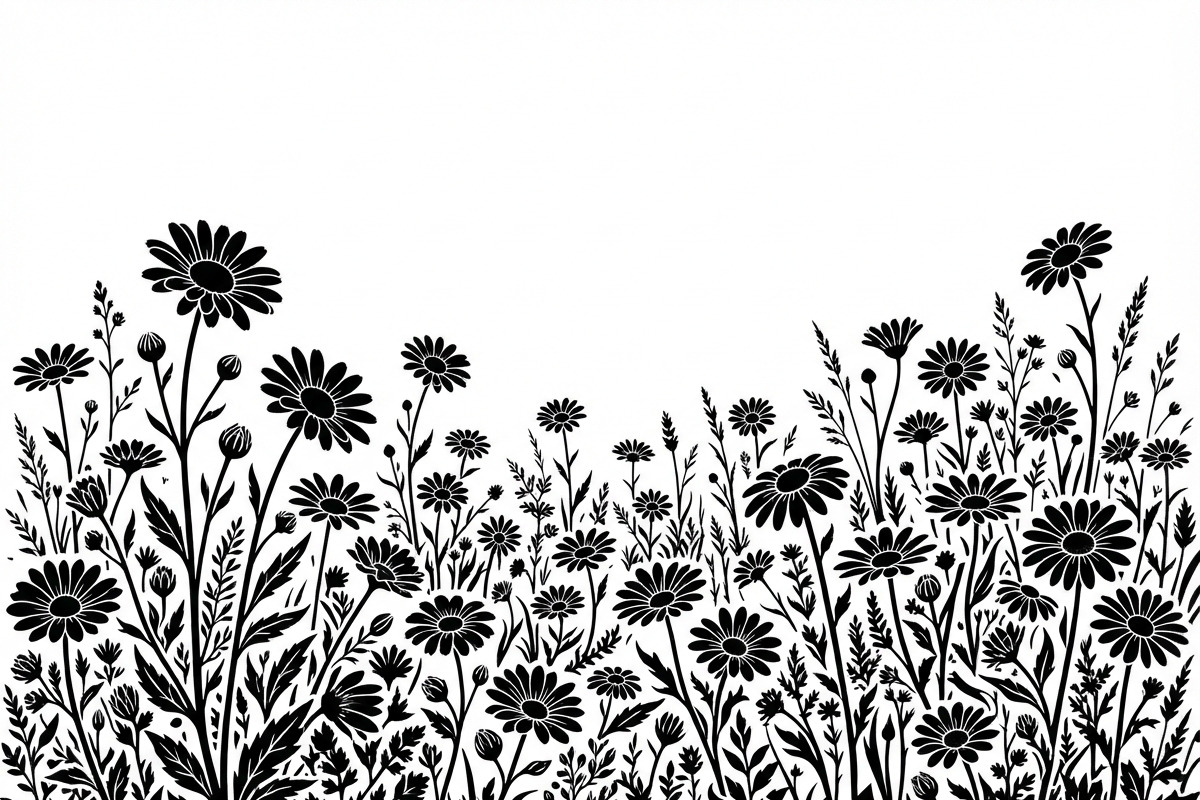 60 Daisy Flower Field Silhouette, a Seasonal Illustration by Amazin_art (Photo 17 of 35)