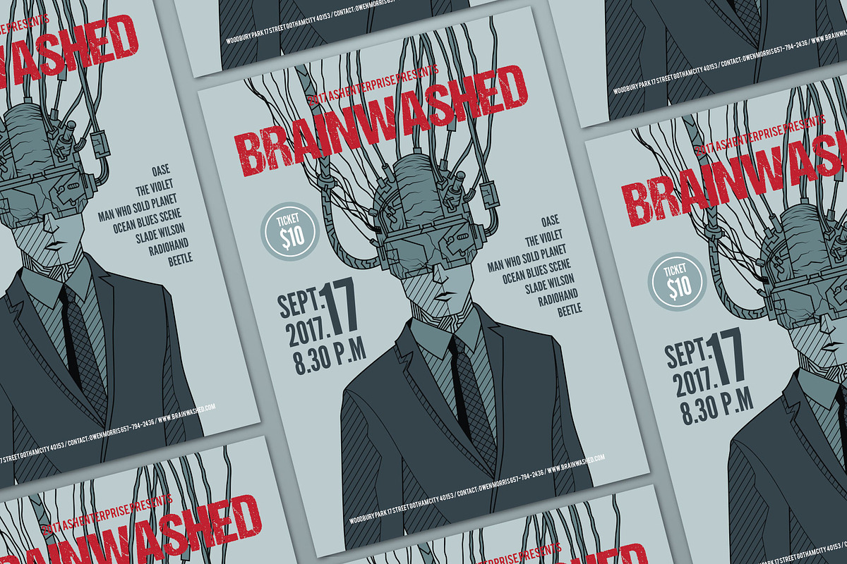 Brainwashed Vector Art Flyer, a Flyer Template by ashenterprise (Photo 3 of 3)