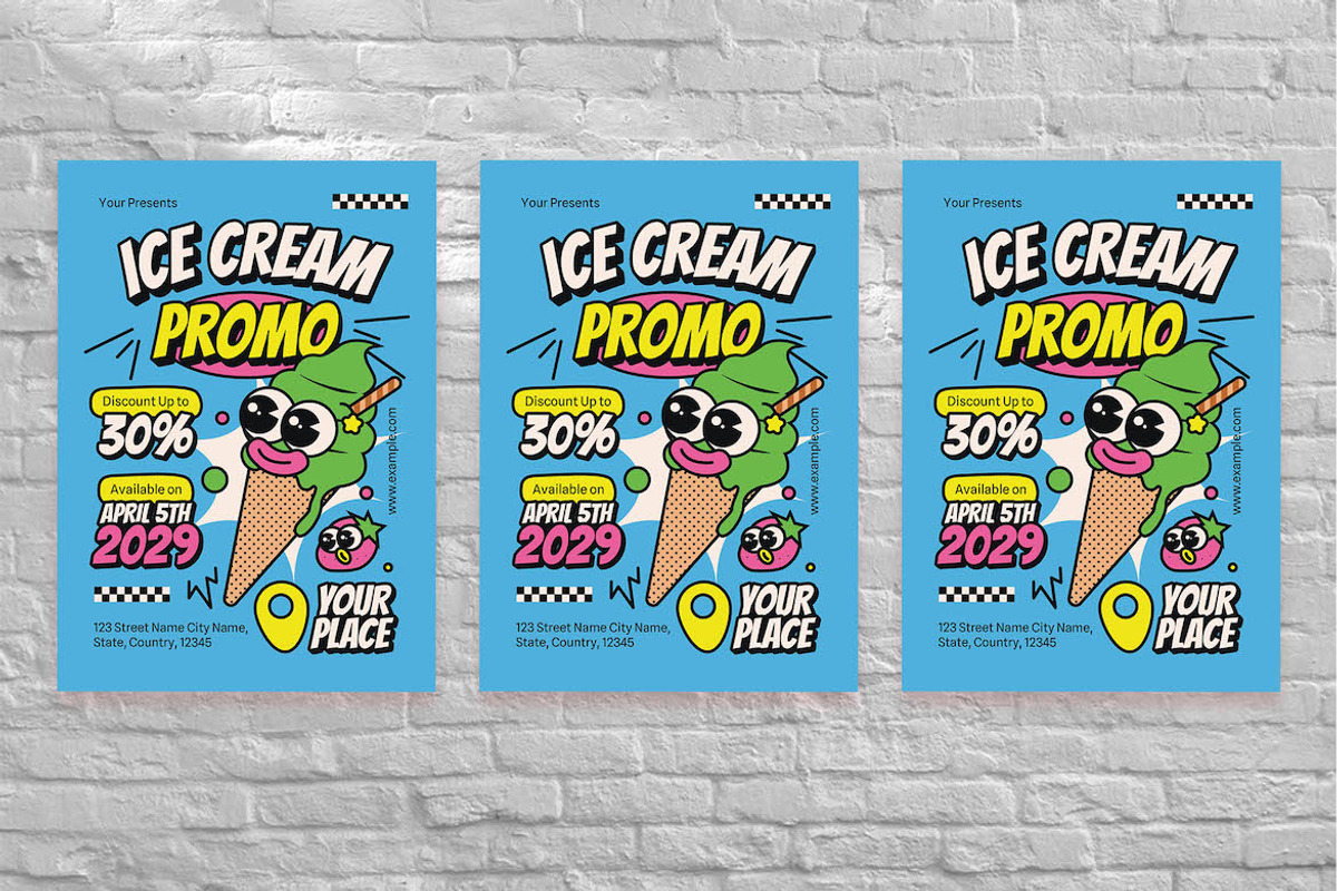 Playful Ice Cream Promo Flyer Set, a Flyer Template by Aiyari Graphic (Photo 3 of 3)