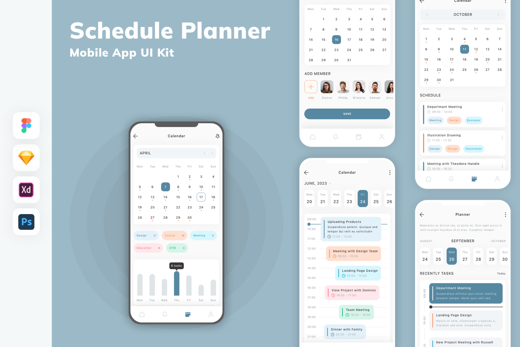 Schedule Planner Mobile App UI Kit, an UI Kit Template by uicube