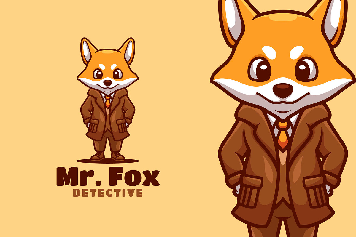 Fox Detective Sleek Mascot Design, a Branding & Logo Template by Gumrega Studio