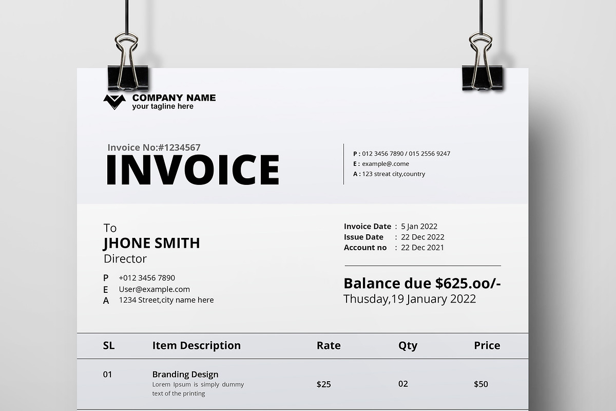 New Invoice Layout, a Stationery Template by MightyDesign (Photo 3 of 6)