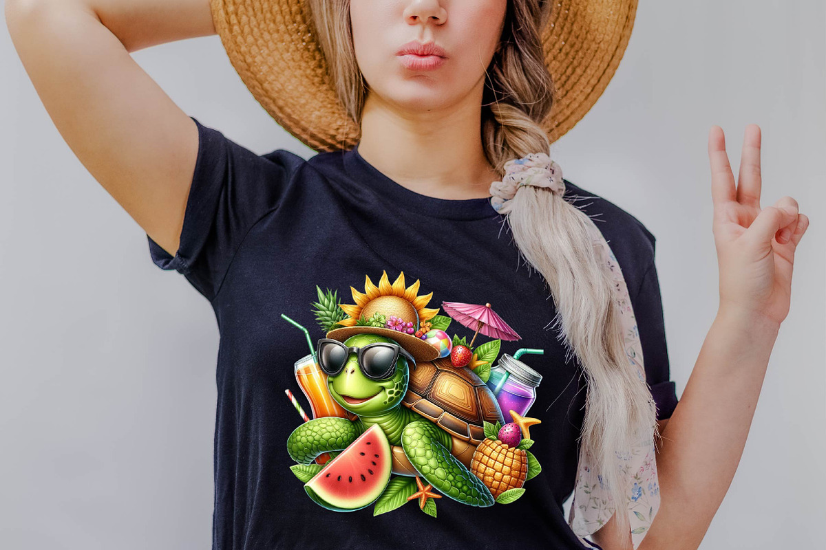 Summer Turtle  Sublimation Clipart, an Illustration by SVGArt (Photo 4 of 8)